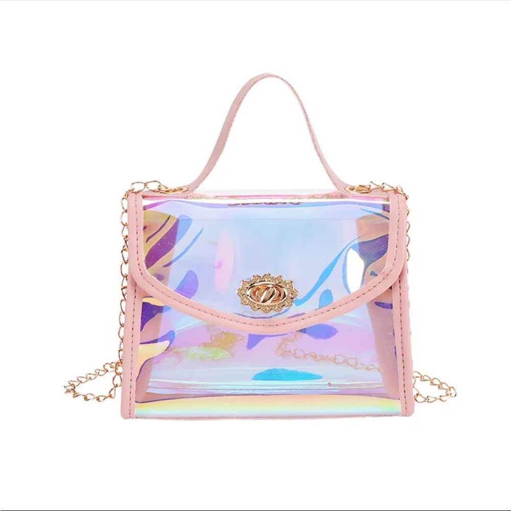 Pink Iridescent Jelly PU Fashion Mini Crossbody Shoulder Bag